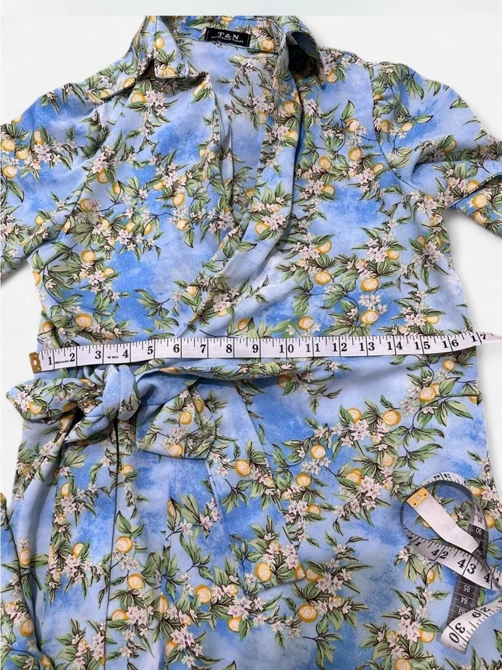 Summer Citrus Floral Matching Set | Blue Tie-Front Top & Shorts Co-ord
